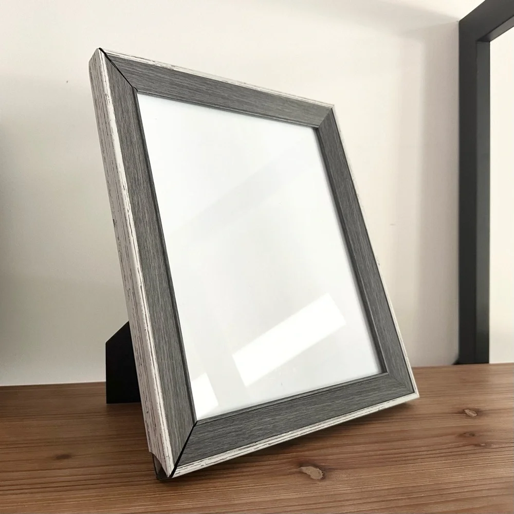 8x10 Two-tone Grey Distressed Wood Picture Frame - Farmhouse